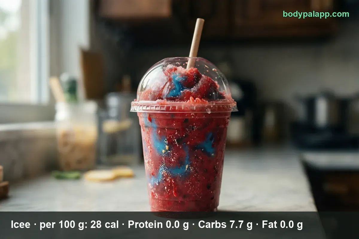 Clear plastic cup with a domed lid and straw, filled with red and blue frozen slush