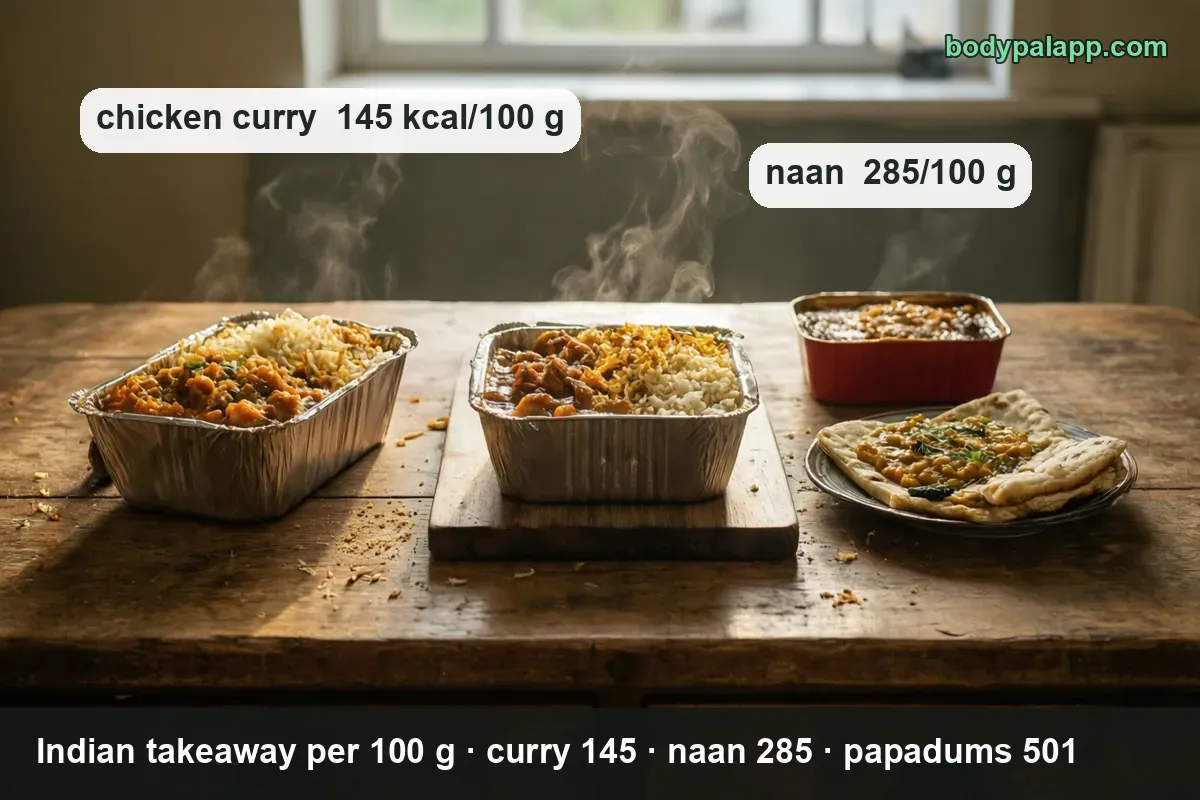 Indian takeaway dish calories comparison