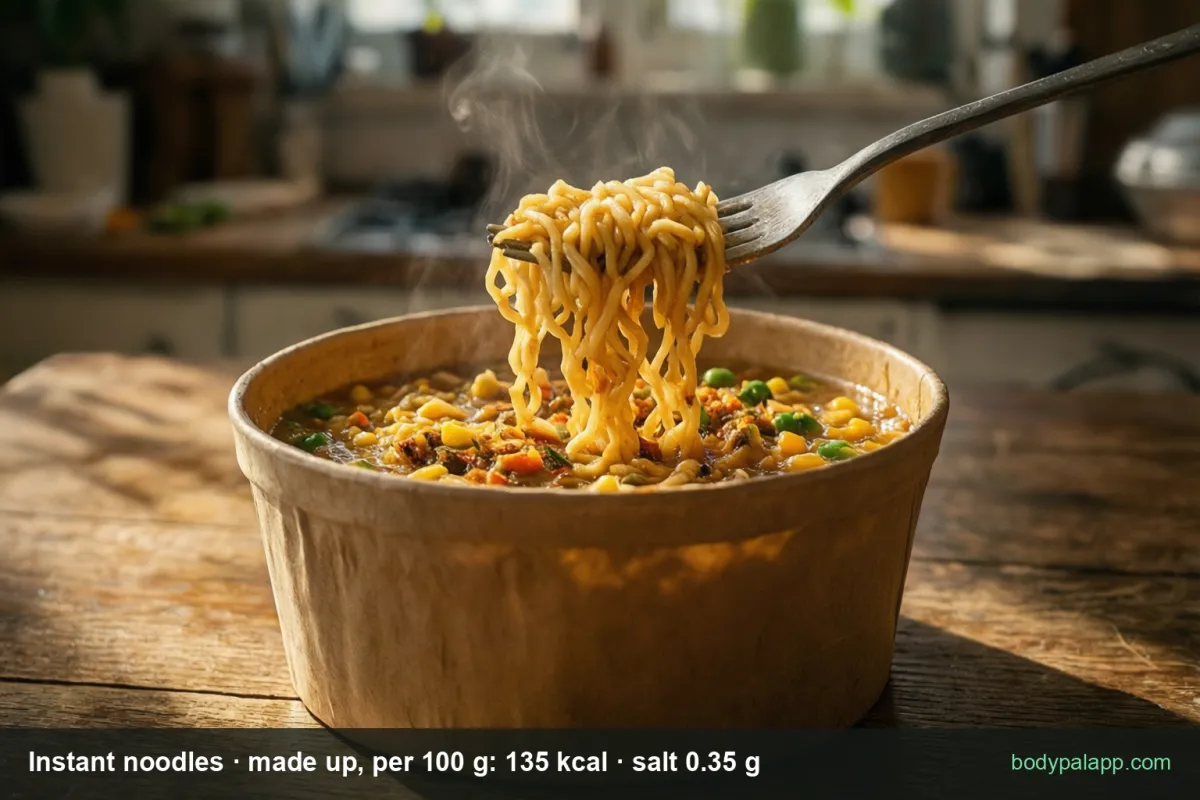 Instant noodles - 135 kcal per 100 g made up