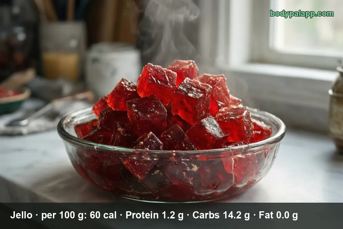 Glass bowl of red gelatin cubes with steam rising above them