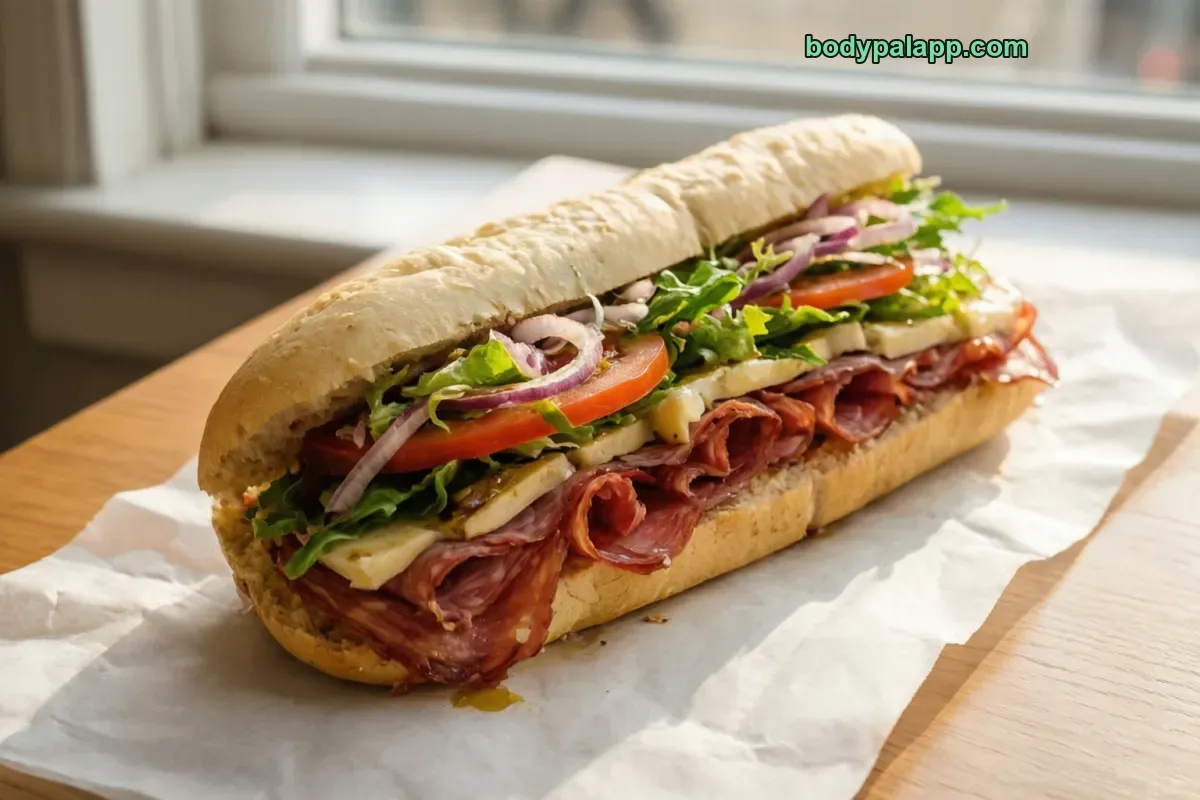 Jersey mike's italian sub, fast food cold cut sub