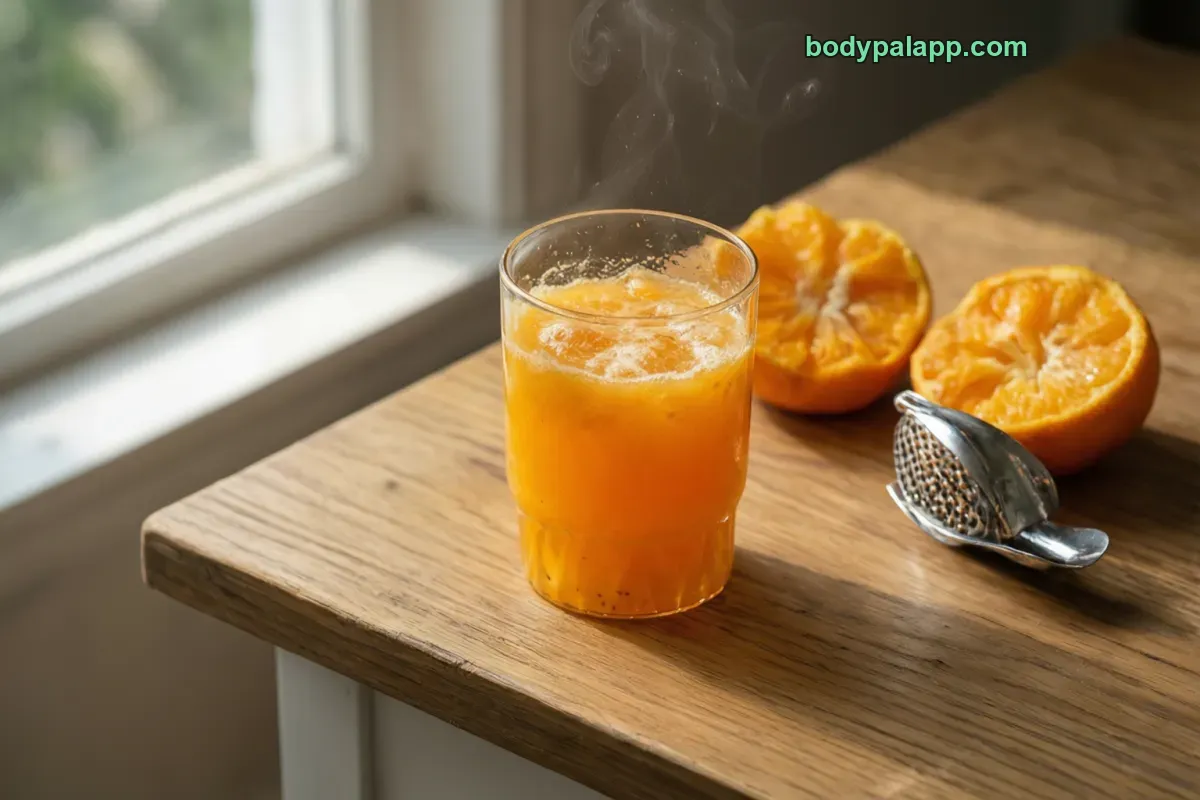 Juice of one orange, freshly squeezed, raw