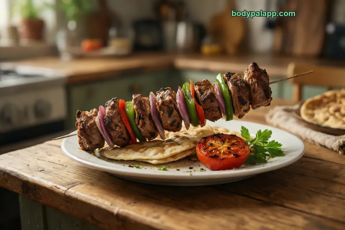 Kebab, packaged, per label
