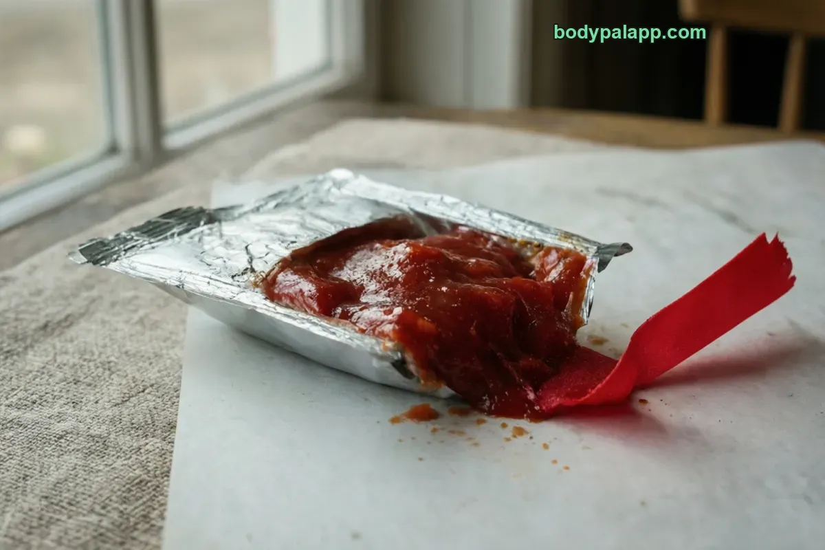 Ketchup packet, tomato ketchup, ready-to-serve