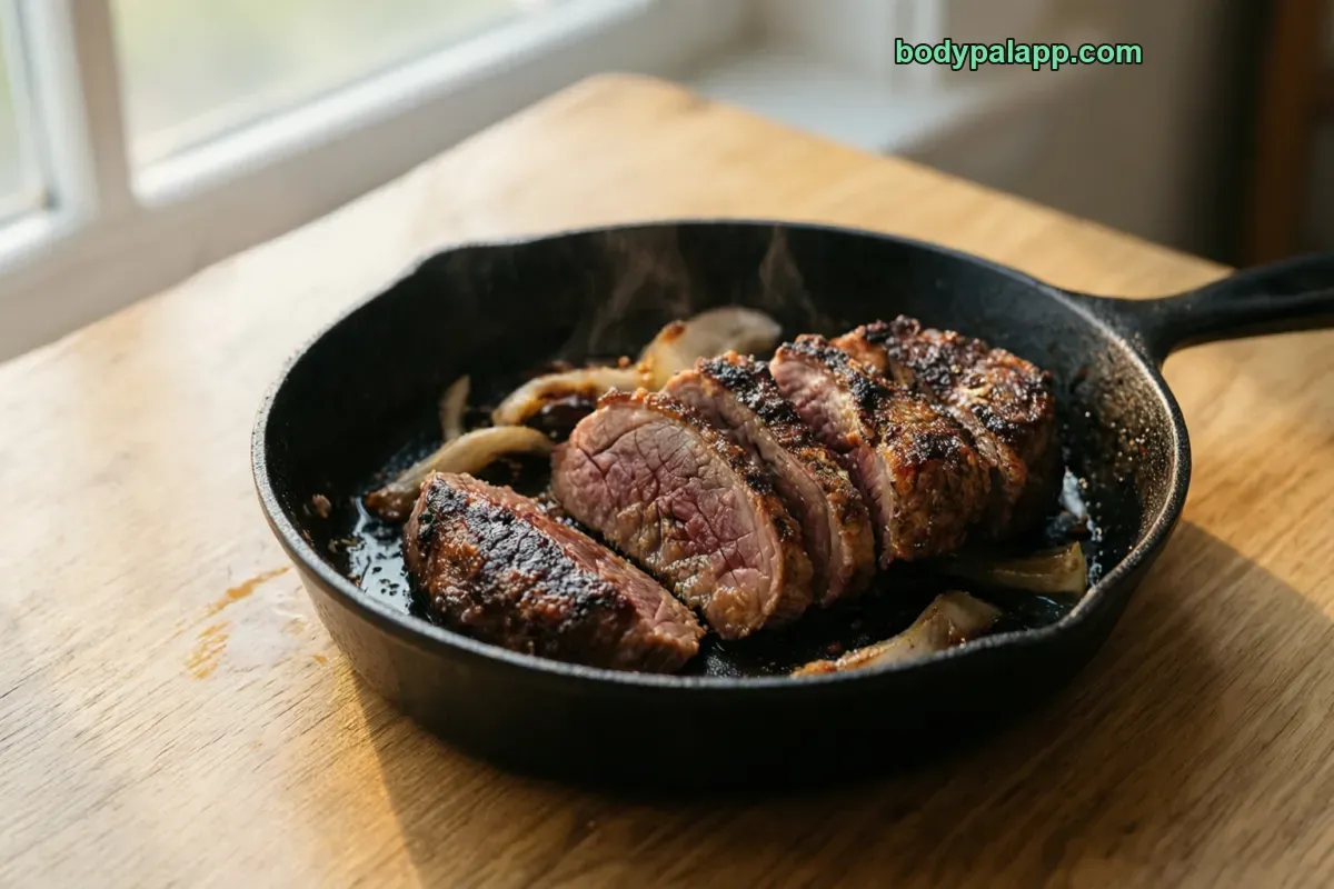 Lamb liver, cooked, braised