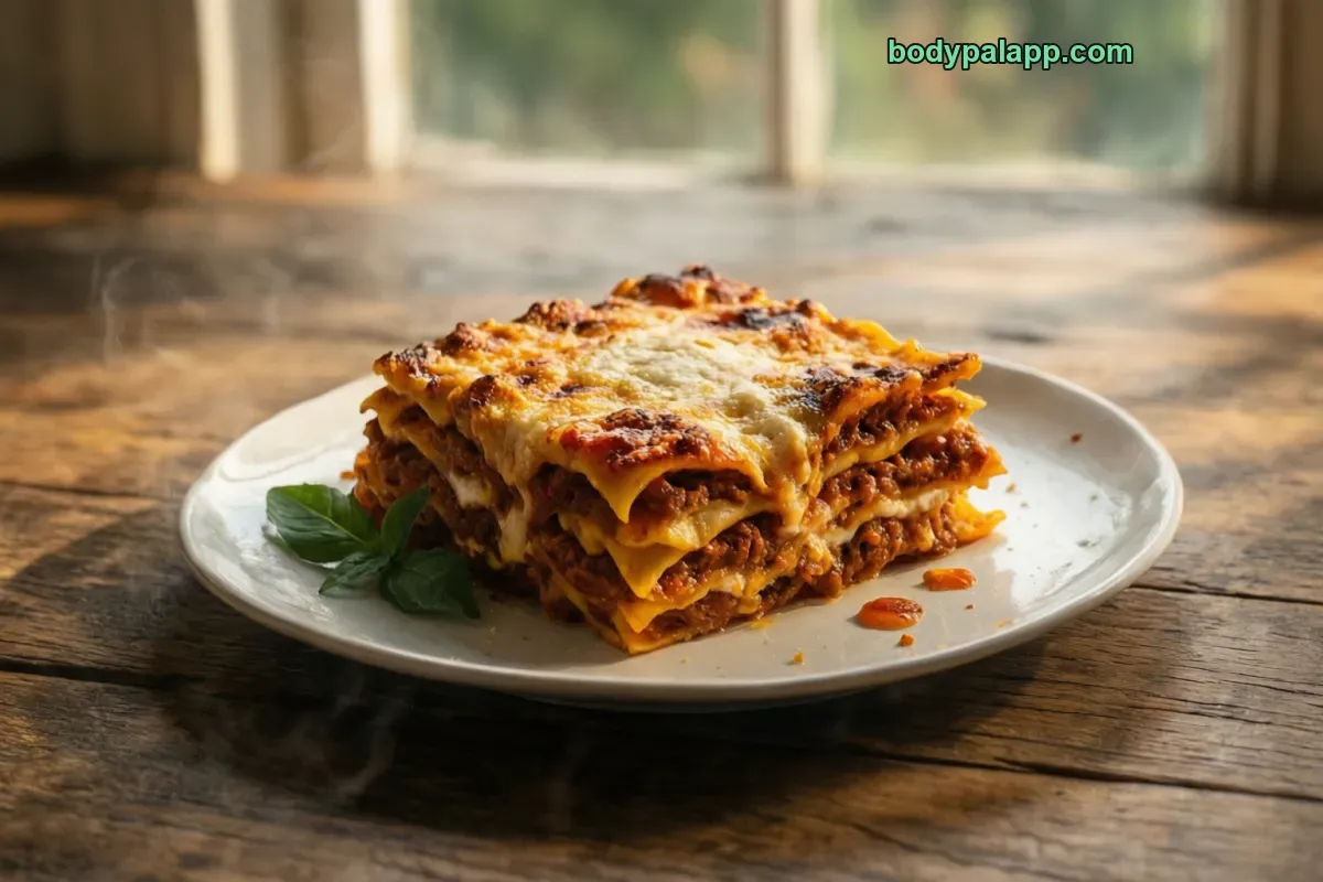 Homemade lasagna, home recipe, with meat