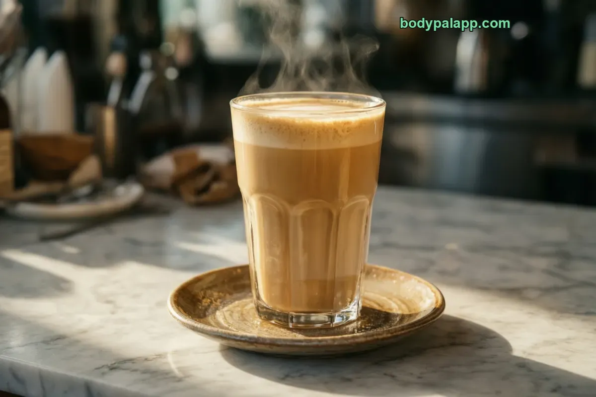 Latte with almond milk, hot, unsweetened non-dairy milk