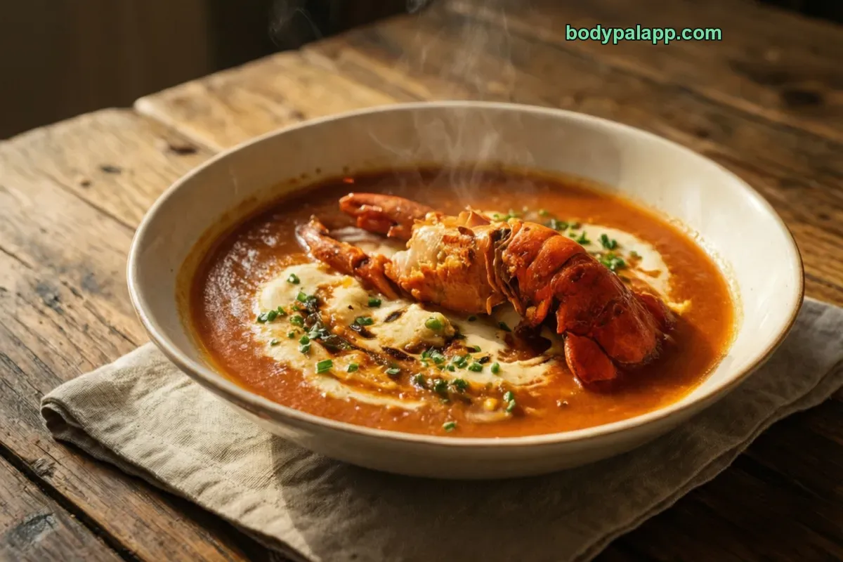 Lobster bisque, cream-based, ready to eat