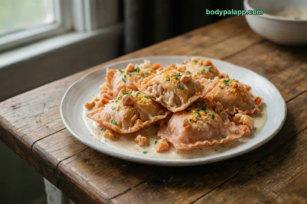 Lobster ravioli, packaged, per label