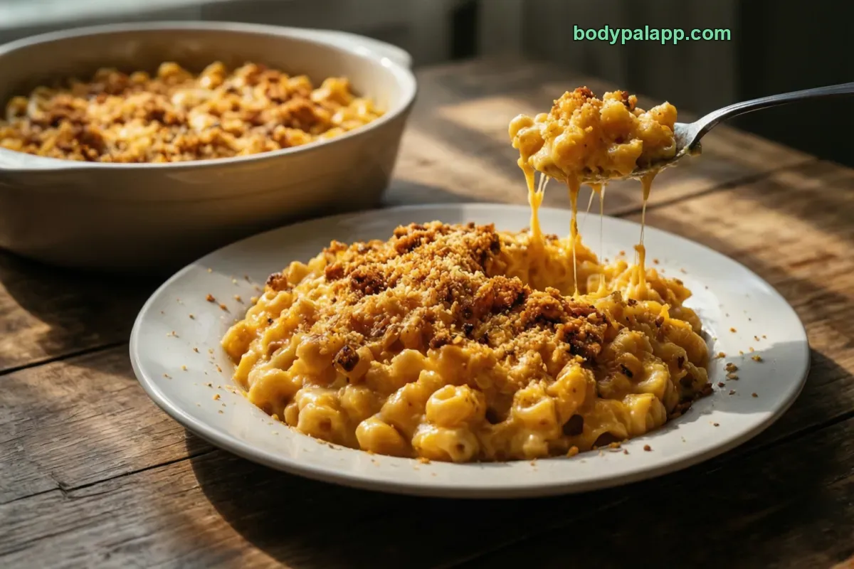 Homemade mac and cheese, homemade, prepared