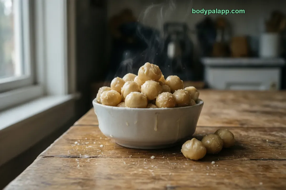 Macadamia nuts, dry roasted, salted