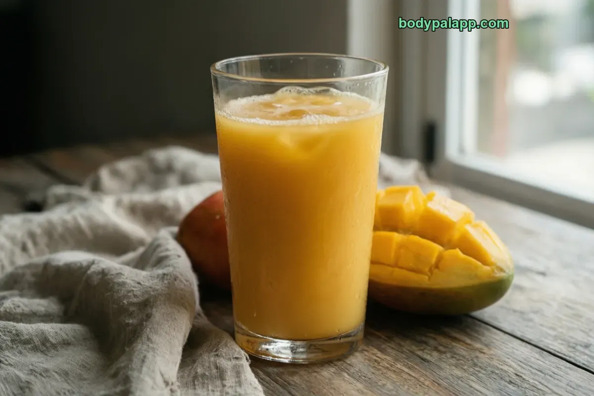 Mango juice, bottled, peach mango blend