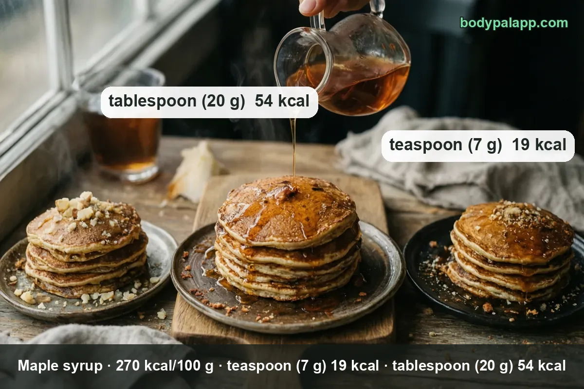 Maple syrup compared with honey and golden syrup - calories per spoon