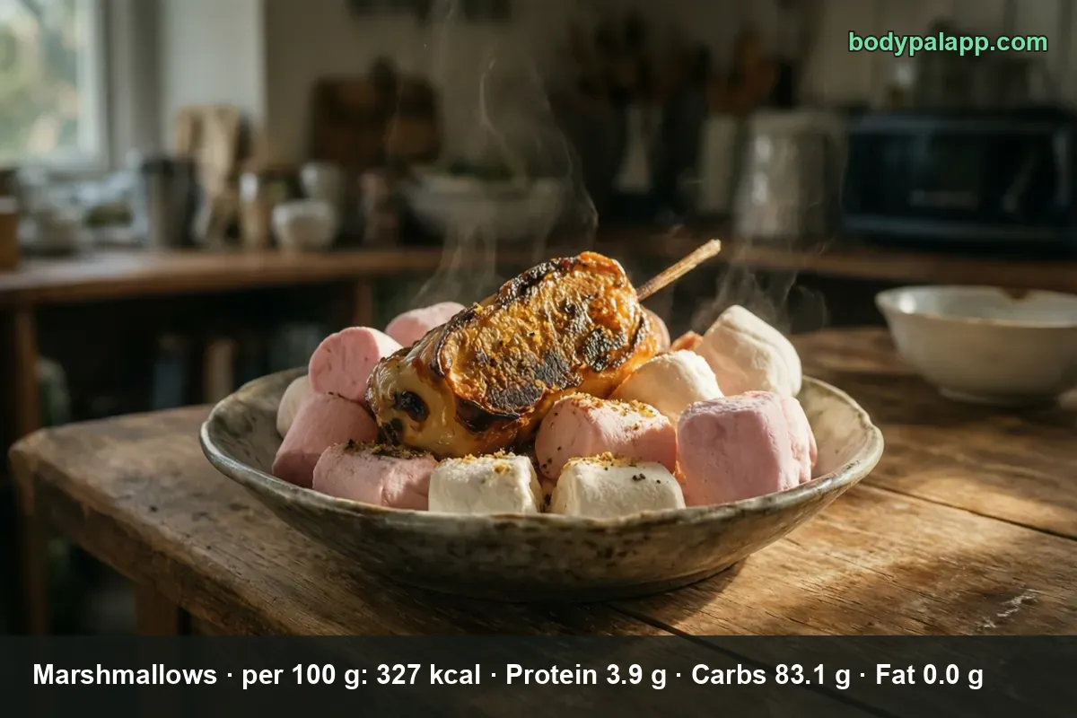 Marshmallows in a bowl - 327 calories per 100 g