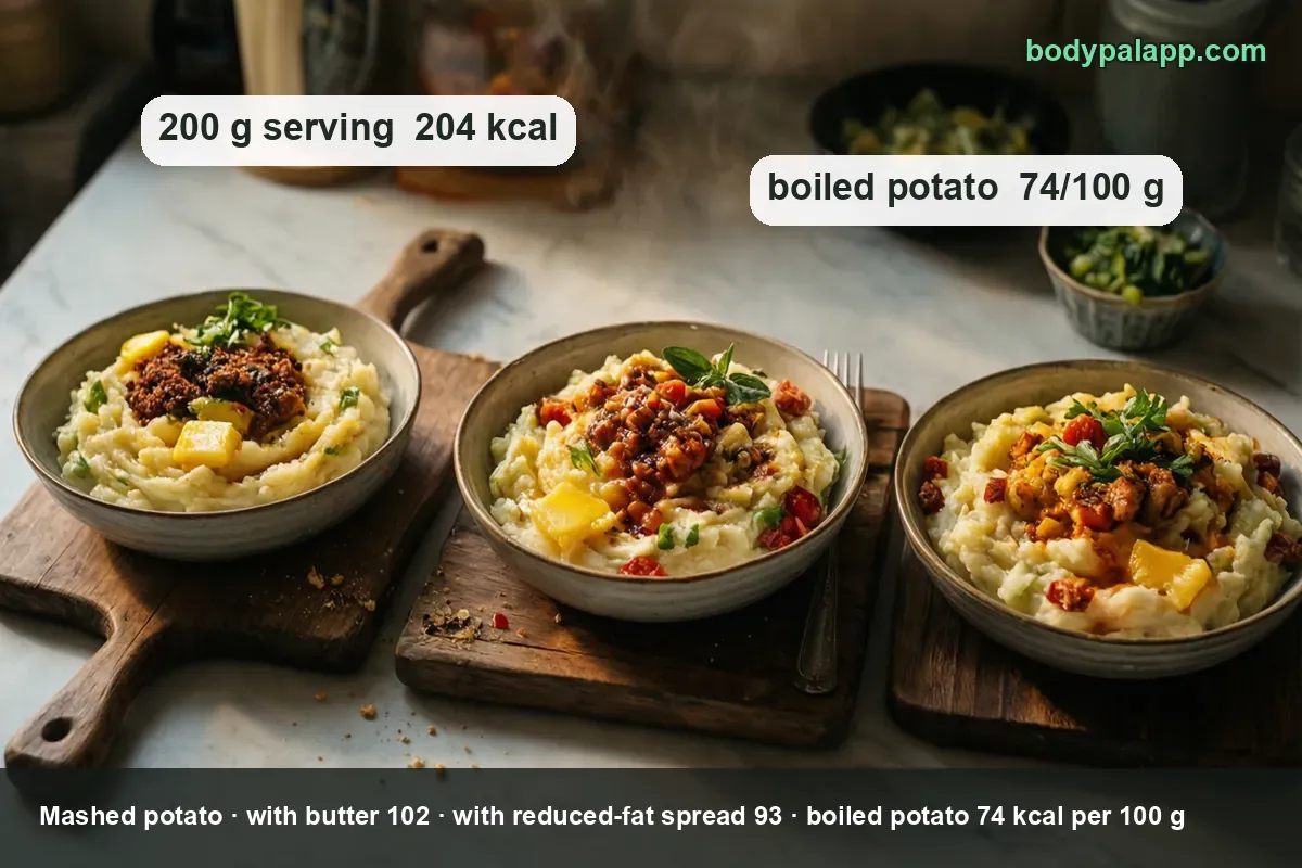 Mashed potato with butter compared with reduced-fat spread and plain boiled potato