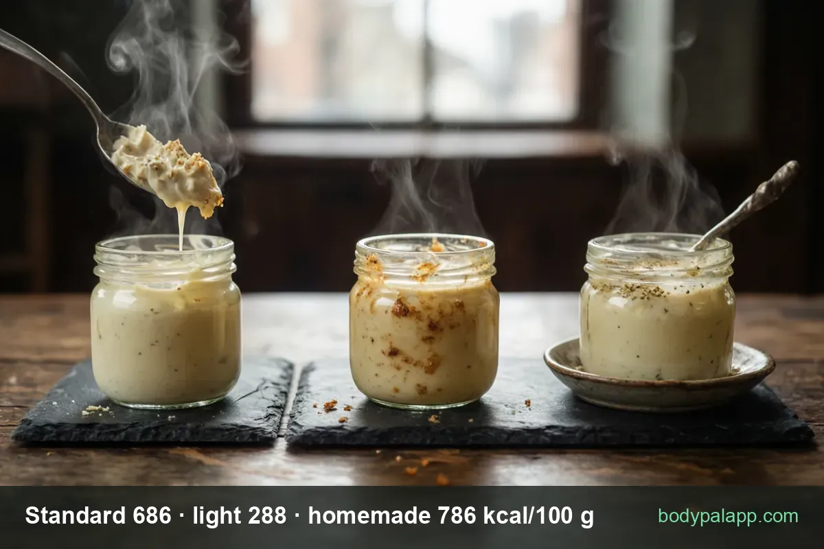 Mayonnaise variants calories comparison