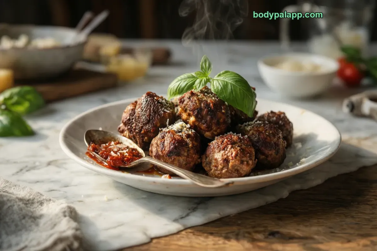 Homemade meatballs, homemade, cooked with sauce