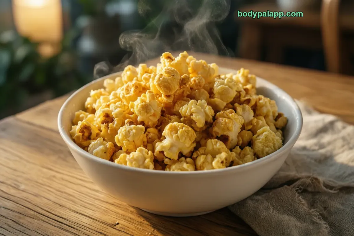 Microwave popcorn, butter flavor, popped