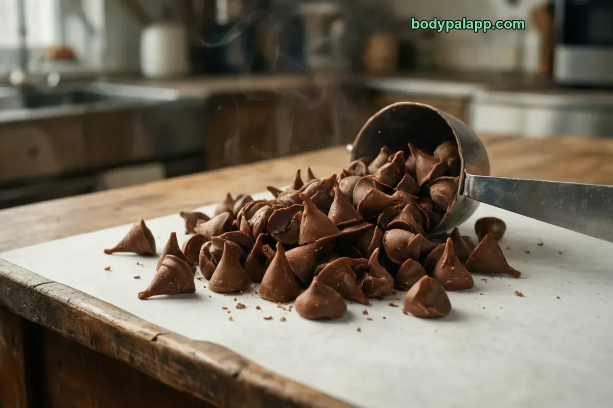 Milk chocolate chips, packaged, per label