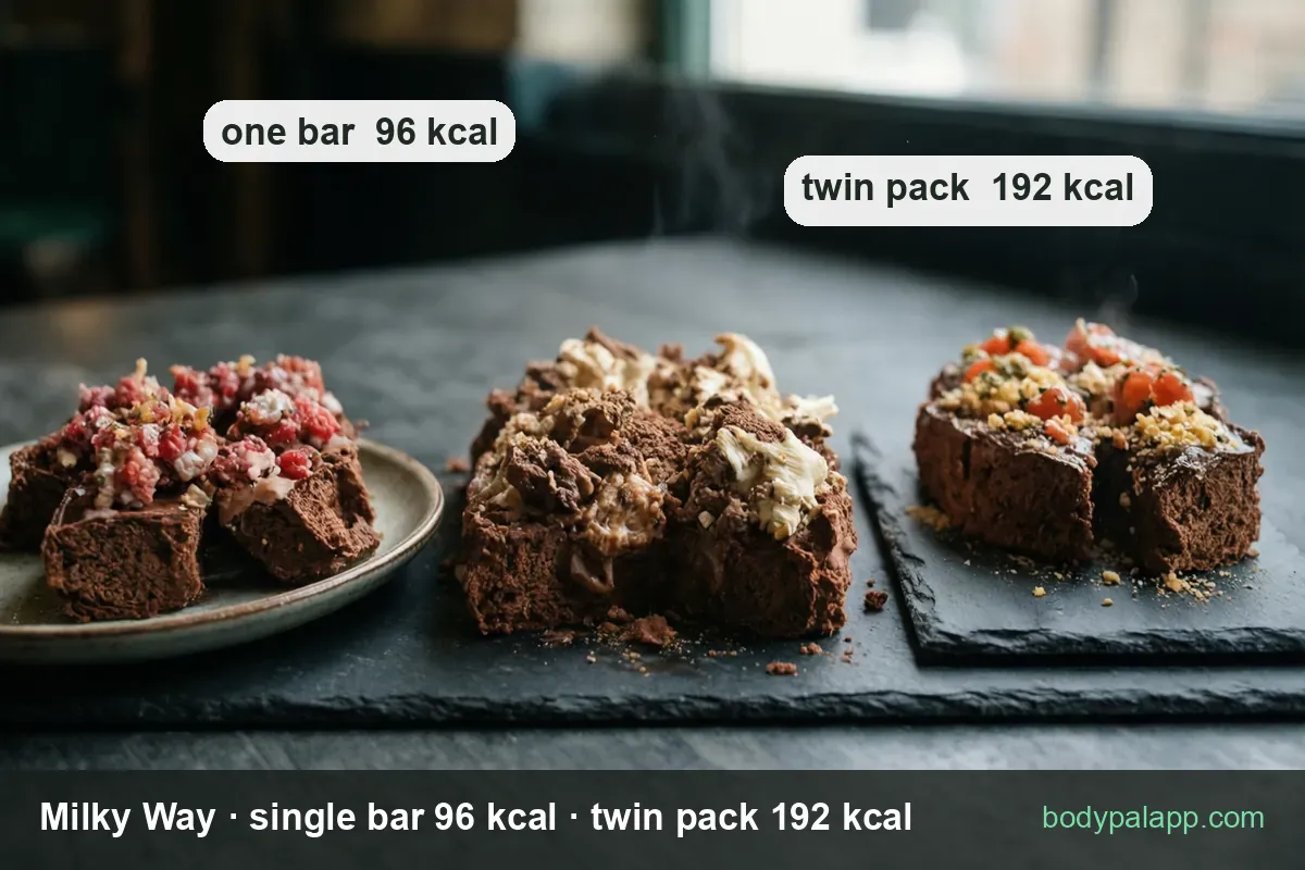 Milky Way single bar and twin pack calories comparison - 96 and 192 kcal
