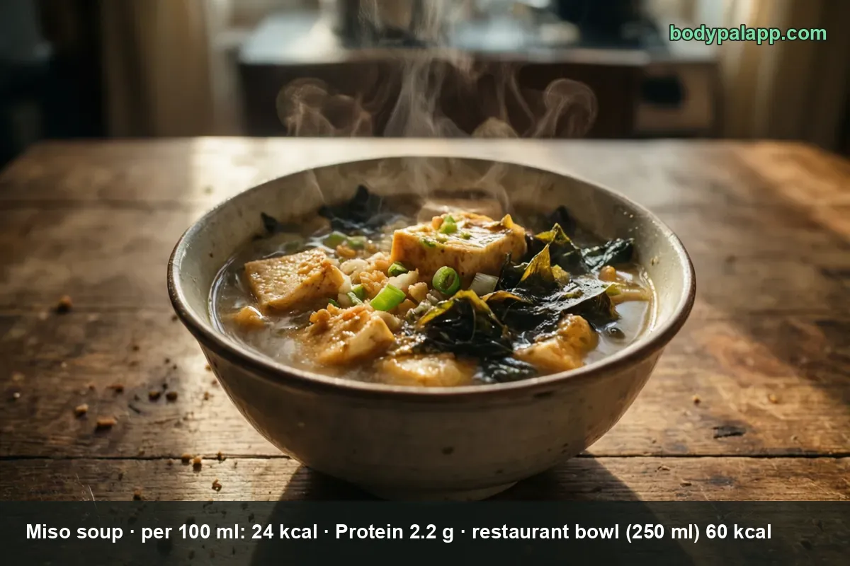 Bowl of miso soup with tofu - 60 calories per portion