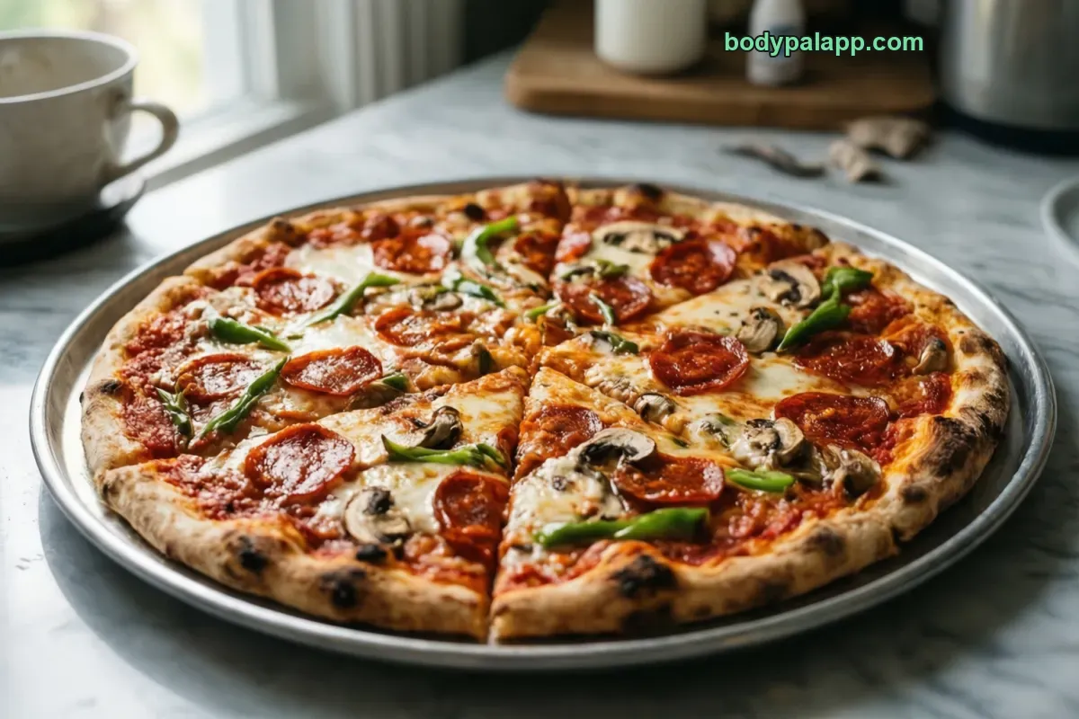 Mod pizza personal pizza, fast food cheese pizza