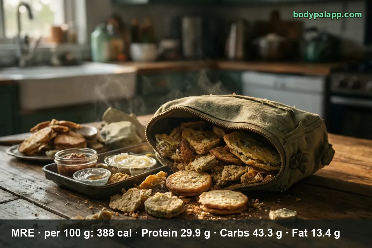 Cloth pouch spilling crackers and biscuits onto a surface next to a tray of small lidded jars.