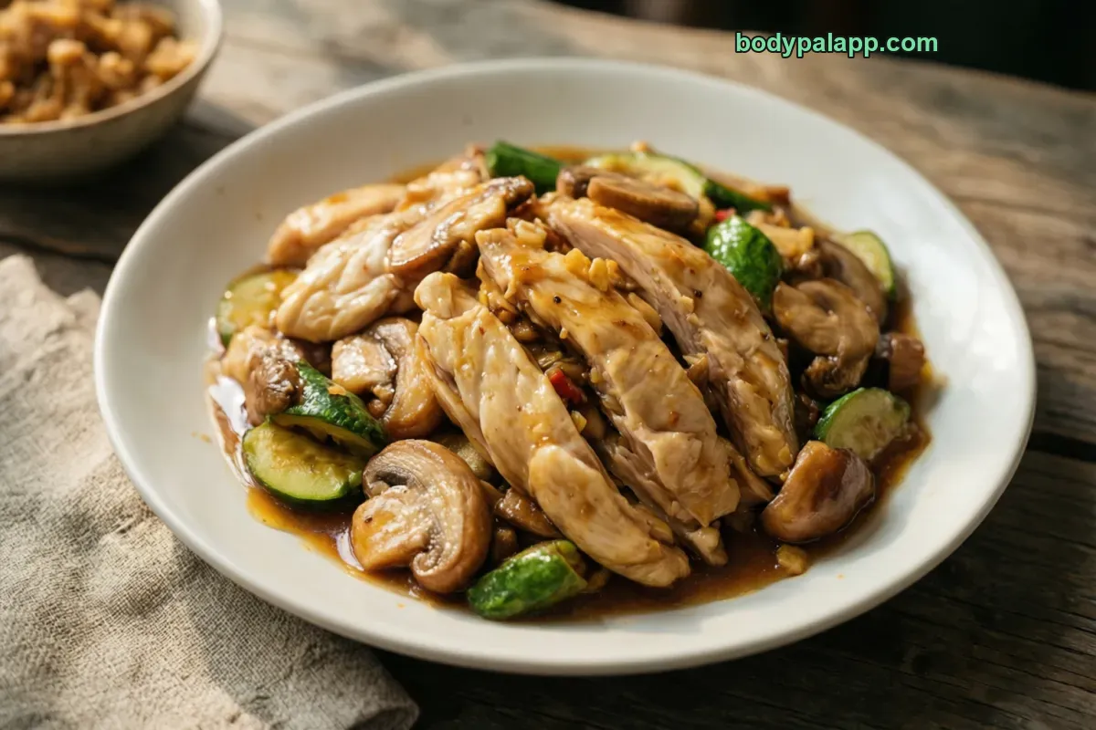 Mushroom chicken, chicken in mushroom sauce