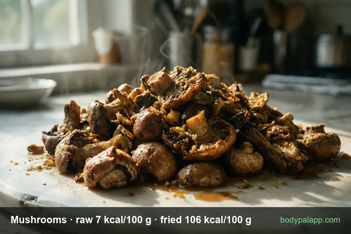 Mushrooms - 7 kcal per 100 g raw