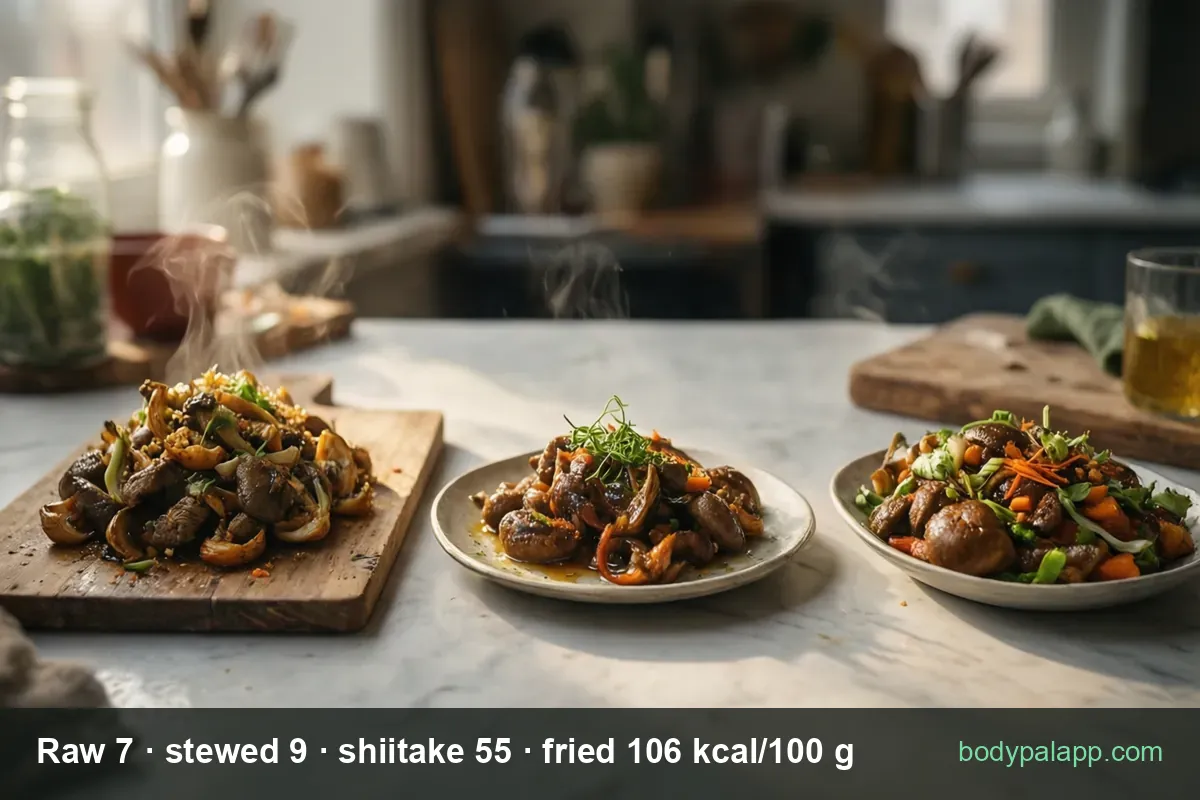 Mushrooms variants calories comparison