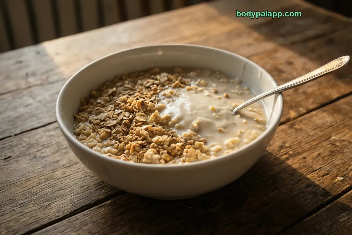 Oats with milk, cooked with milk, no fat