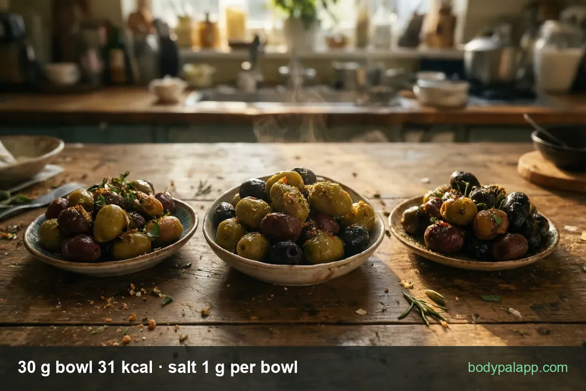 Olives variants calories comparison