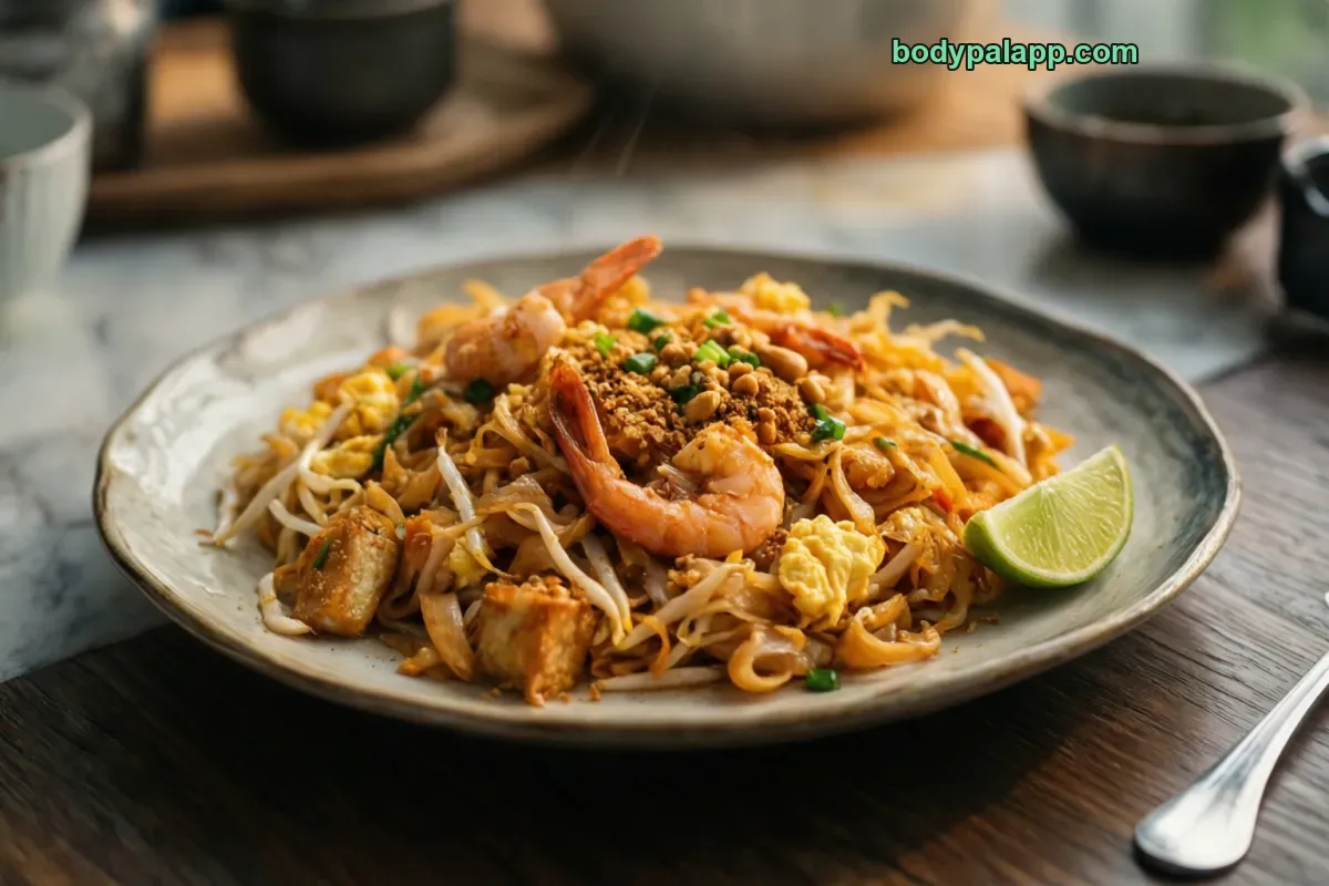 Pad thai, stir-fried, as served