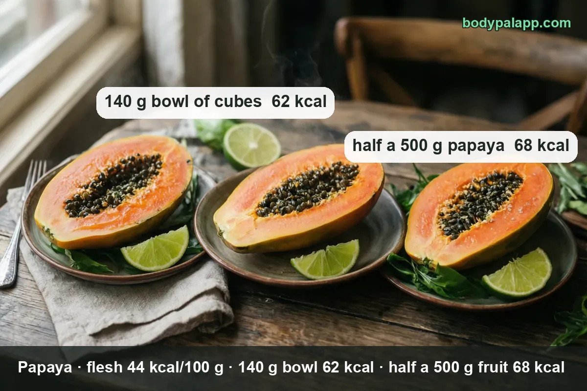 Papaya variants calories comparison - fresh, green and dried
