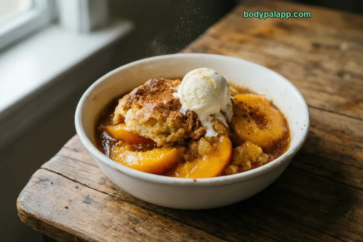 Peach cobbler, baked dessert