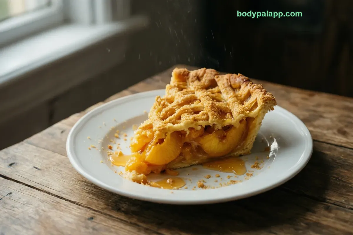 Peach pie, baked, ready to eat