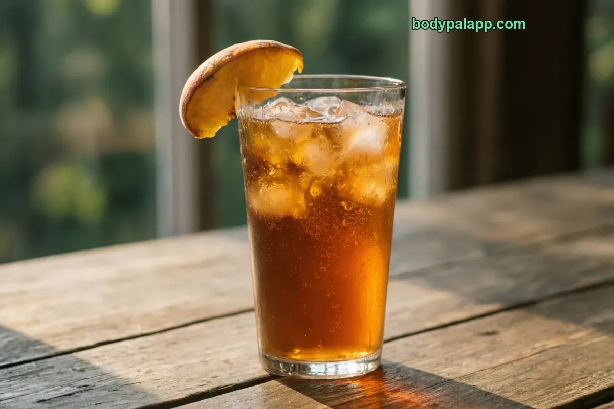 Peach twisted tea, sweetened malt beverage