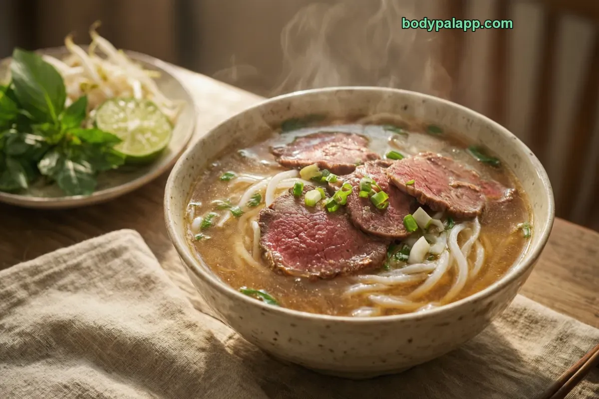 Pho tai, with beef, broth and noodles