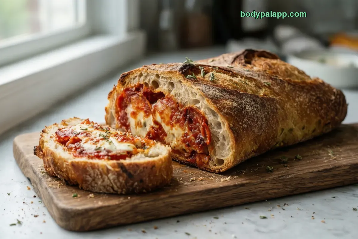 Pizza bread, packaged, per label
