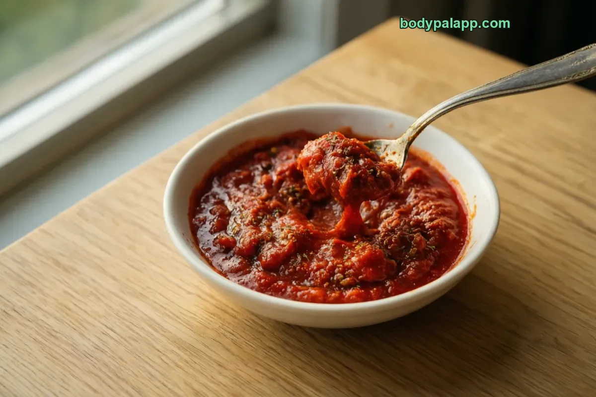 Pizza sauce, canned, ready-to-serve