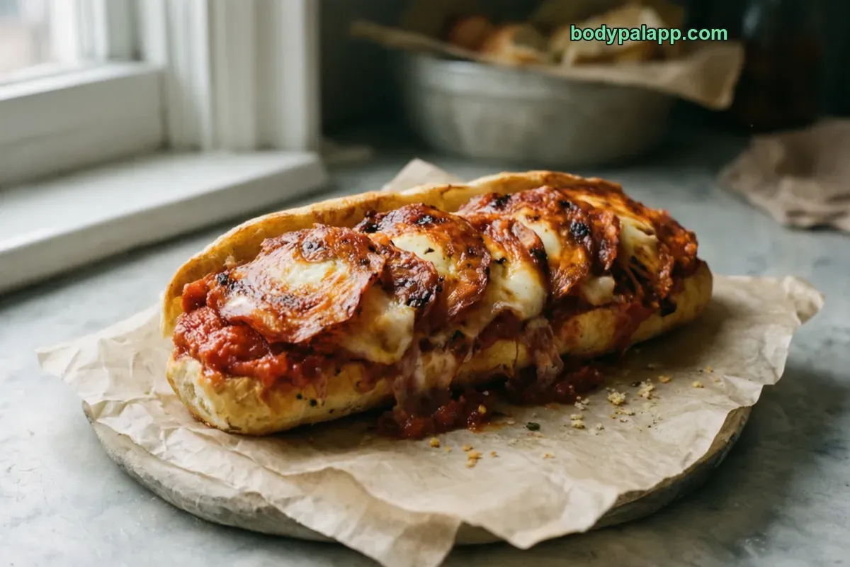 Subway pizza sub, as served