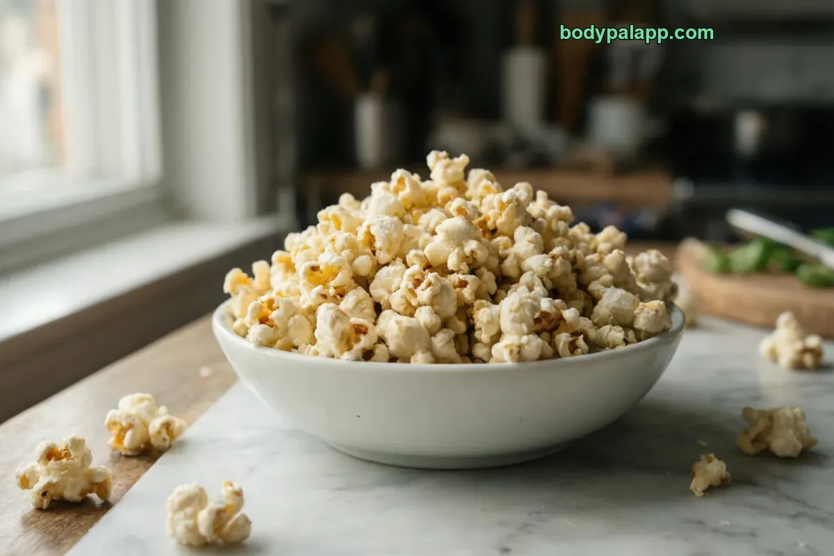 Salted popcorn, packaged, per label
