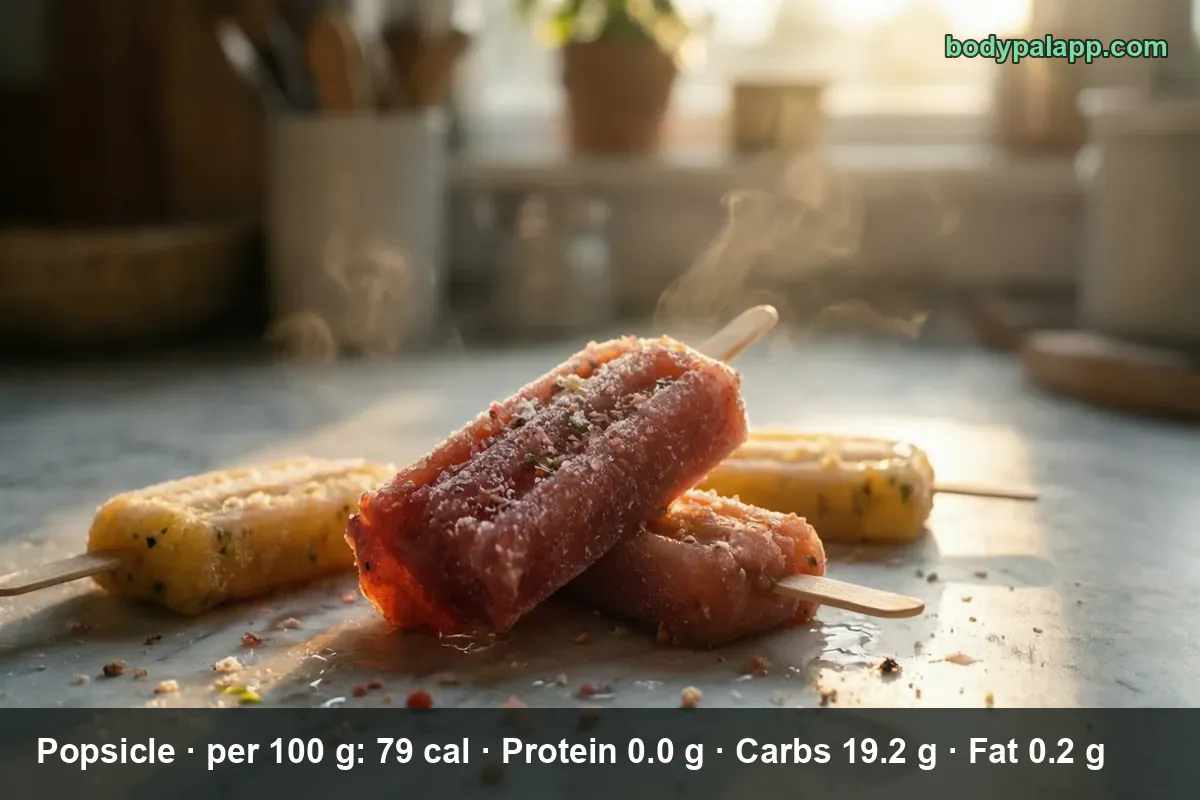 Four frosty popsicles on a marble counter, two raspberry red and two yellow.