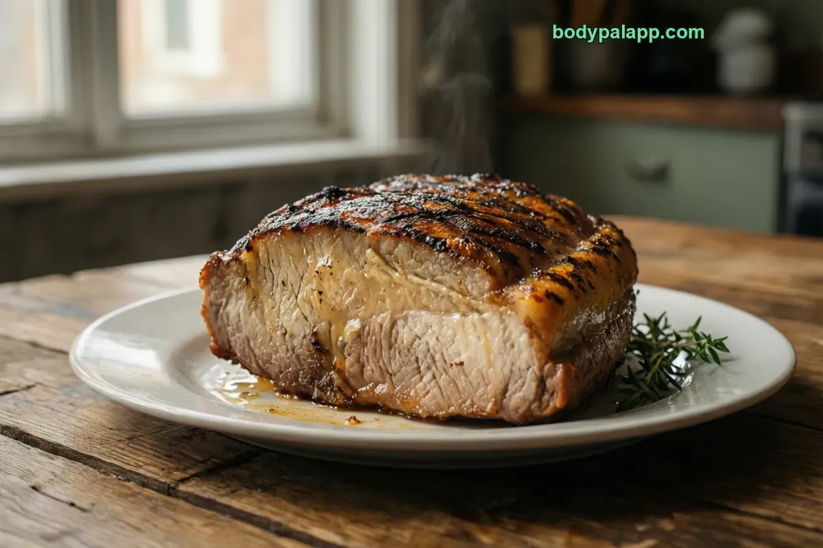 Grilled pork loin, grilled, lean and fat