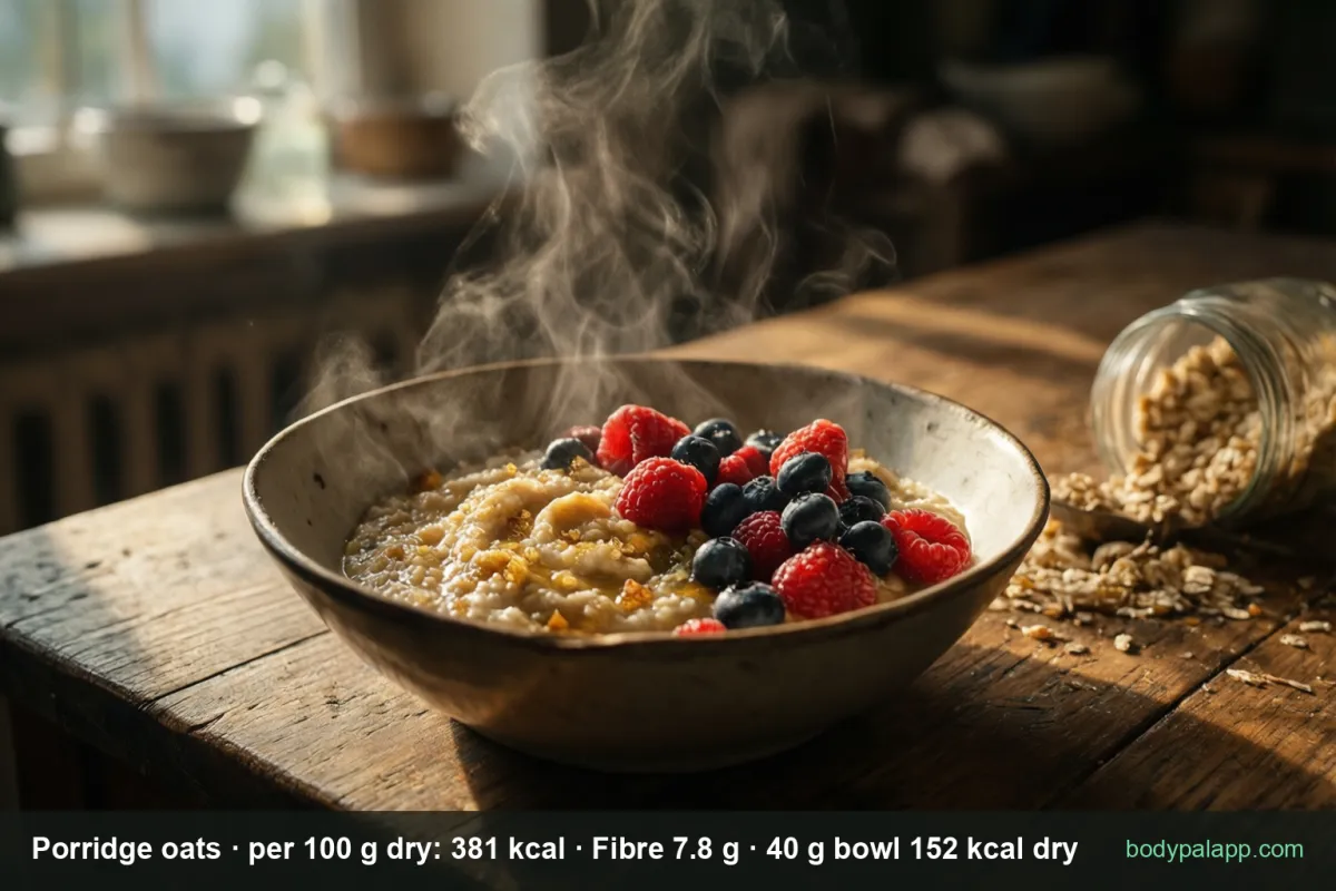 Porridge - 168 kcal a bowl with semi milk