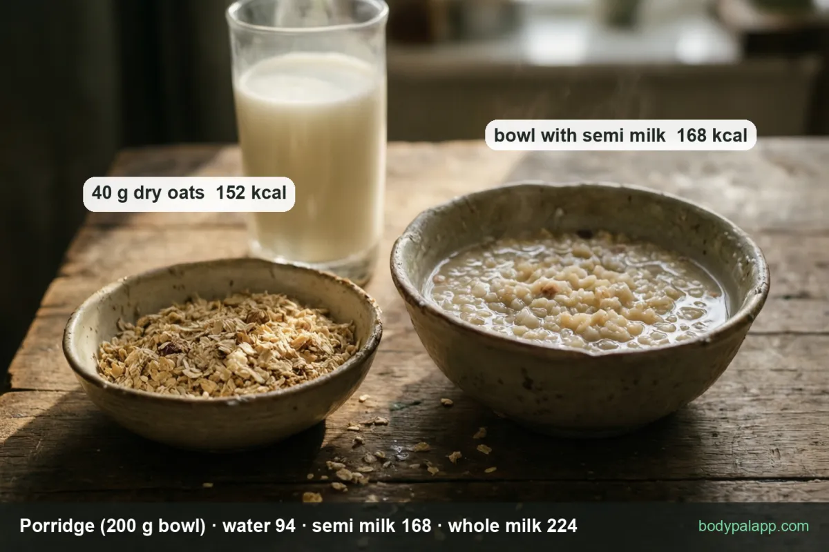 Porridge variants calories comparison