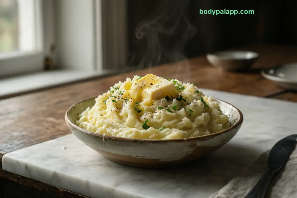 Mashed potatoes, home-prepared, milk and butter
