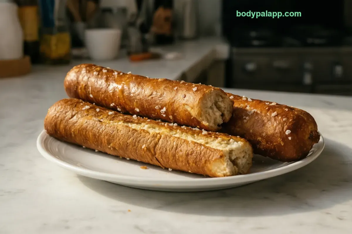 Pretzel rod, hard, plain, salted