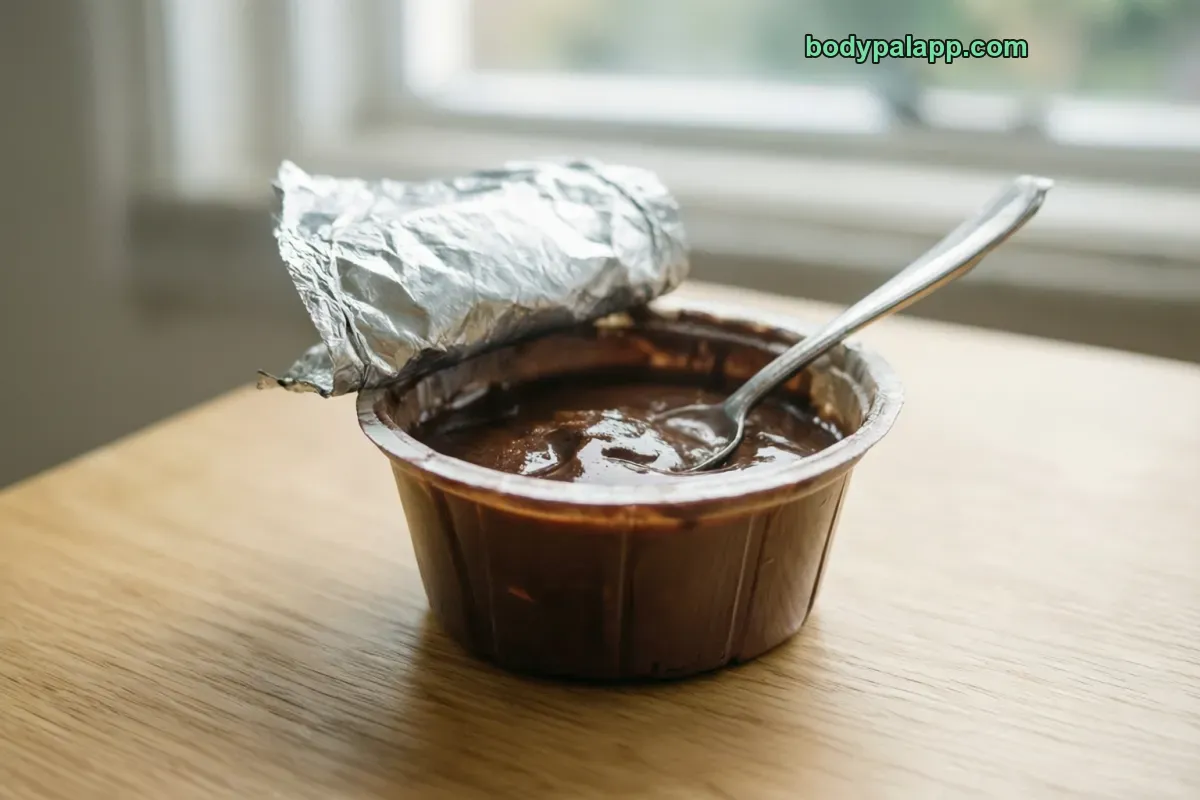 Pudding cup, packaged, per label