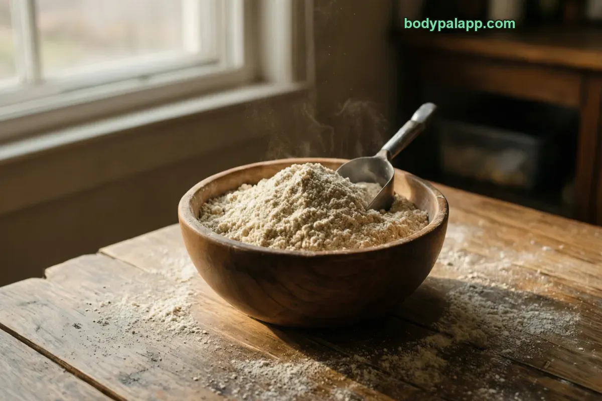 Quinoa flour, packaged, per label
